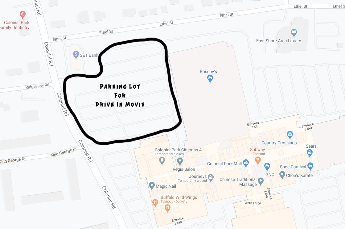 Parking Lot for Drive In Labeled
